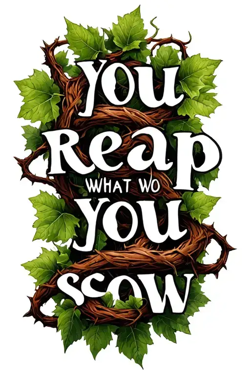 "you reap what you sow" thorn vine wrapped tattoo design idea