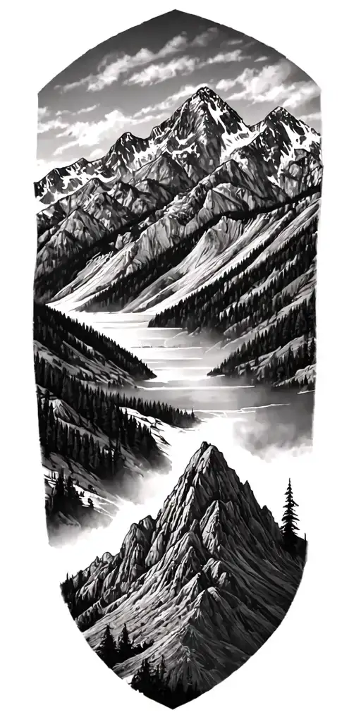 idaho mountains tattoo design idea