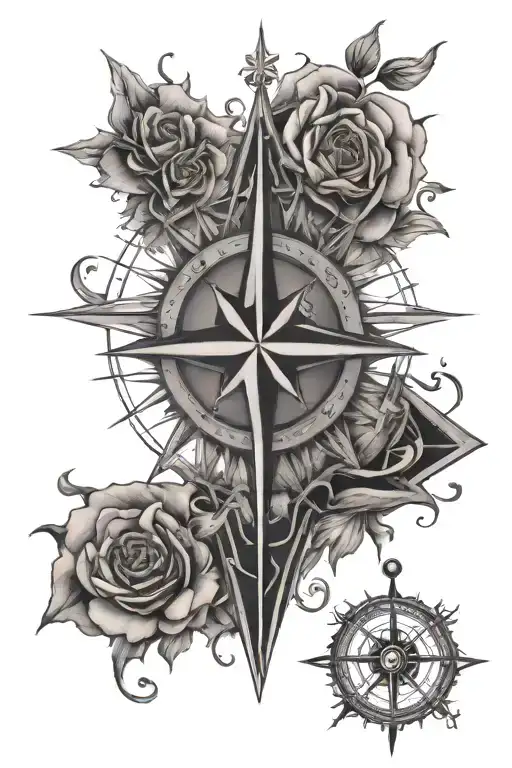 moral compass rose tattoo design idea
