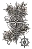 moral compass rose tattoo design idea