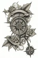 moral compass rose tattoo design idea