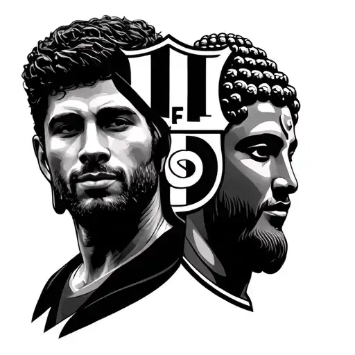creat a arm tattoo design with  Parents with elder brother,Messi, Barcelona logo and Buddha tattoo design idea
