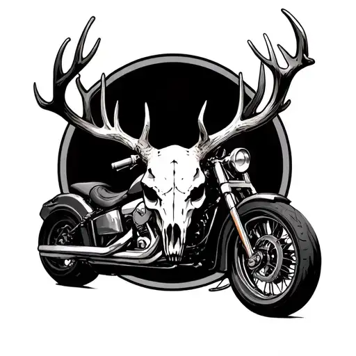 ChatGPTLog inYou said:A neo Traditional realistic biker themed half sleeve with Harley Davidson logo, deer skull wit tattoo design idea