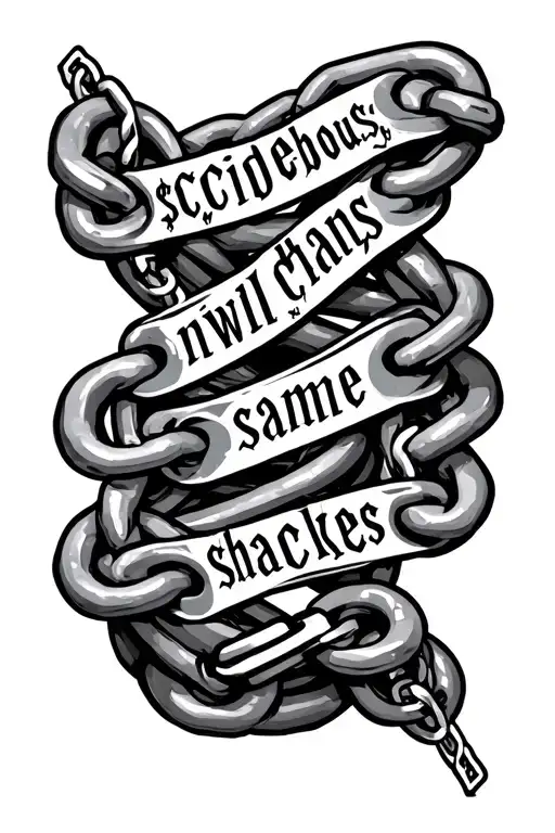 tatoo dedicated to the $uicidebou$ rap music group it will have “new chains same shackles” written with a chain wrapping tattoo design idea