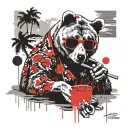 Papa Bear Chilling At The Beach With Sunglasses tattoo design idea