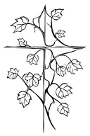 cross with grape vines growing tattoo design idea