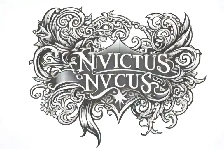 invictus text tattoo design idea