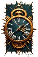 broken clock face, Roman numeral, cog tattoo design idea