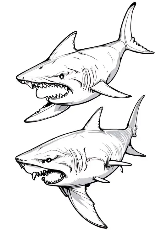 sharks side by side tattoo design idea