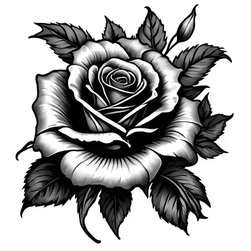 Can you create a masculine tattoo honoring my grandmother with a floral design using roses and lilys tattoo design idea