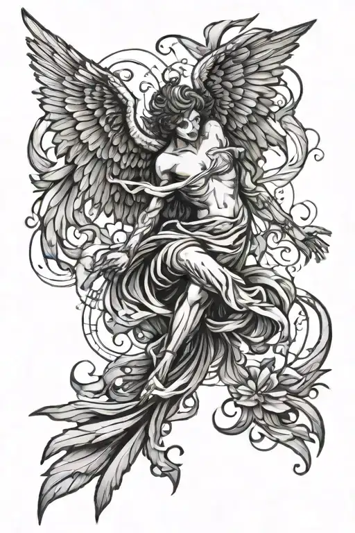 The Fallen Angel falling tattoo design idea