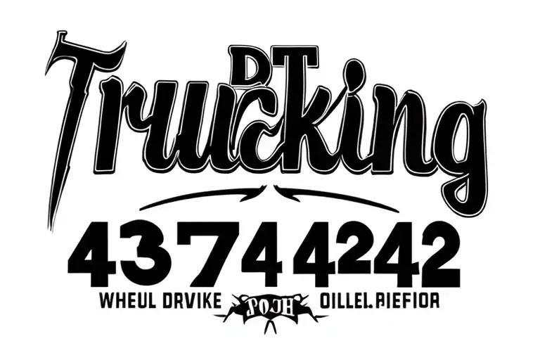 "DT Trucking 435 724 4252" semi truck oilfield tattoo design idea