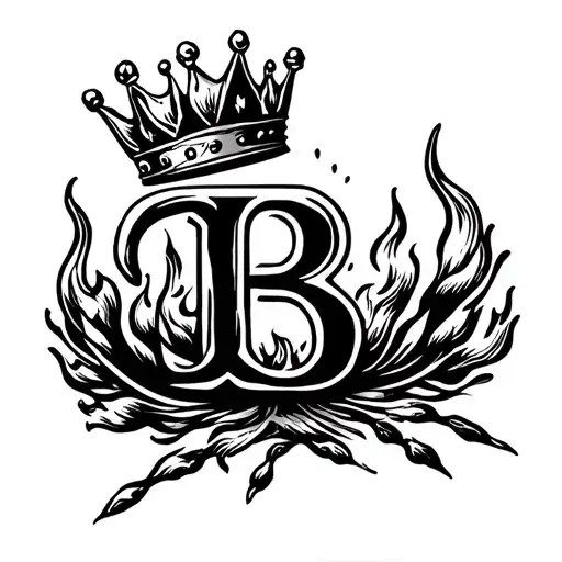letter b with a crown on top make the whole thing look like its on fire  tattoo design idea