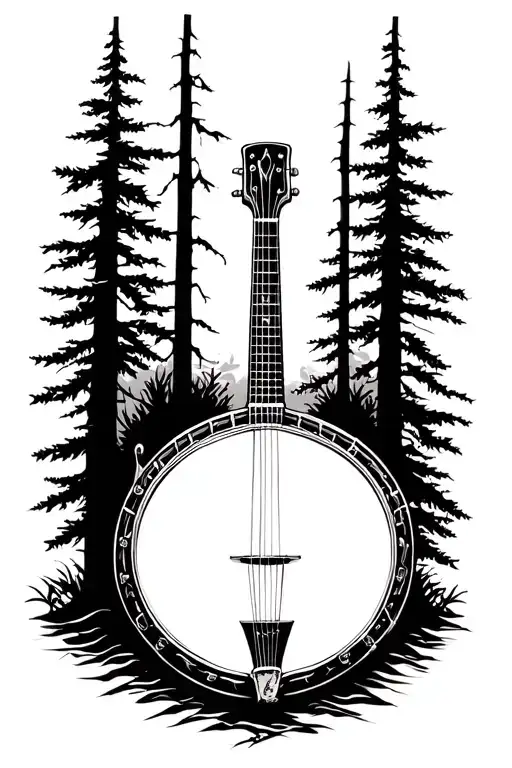 Appalachia, Banjo, Hunting and Fishing tattoo design idea