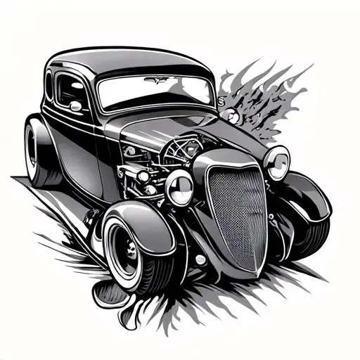 rockabilly hot rod racing tattoo design idea