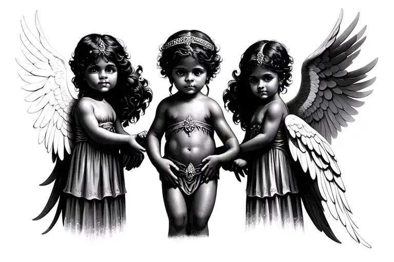 3 Chicano Children Angels tattoo design idea