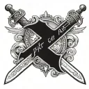 a sword with "arthur" written on the blade and a crown above the hilt tattoo design idea