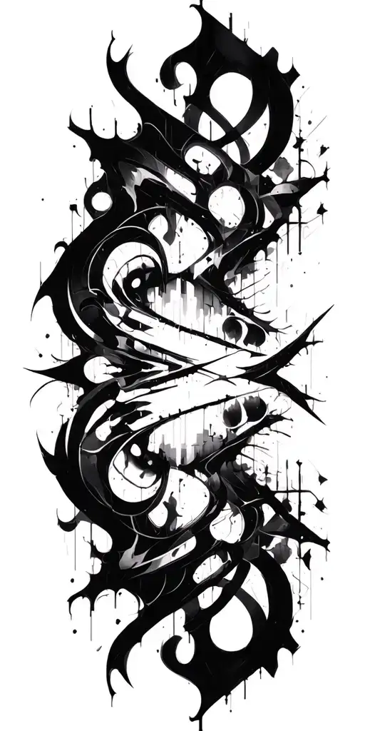 cyber sigilism gothic brutalism bold abstract dynamic modern neogothic tattoo design idea
