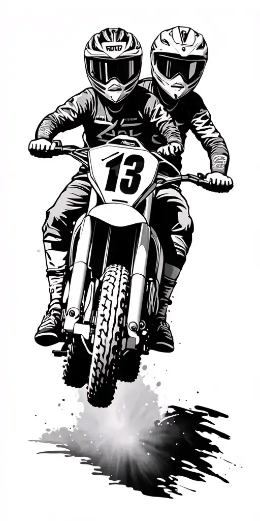 Motocross, two children, 2016, 2021, 2017 tattoo design idea