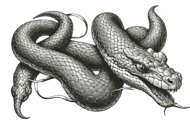 python snake wrapping tattoo design idea