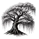 willow tree with Native American  tattoo design idea