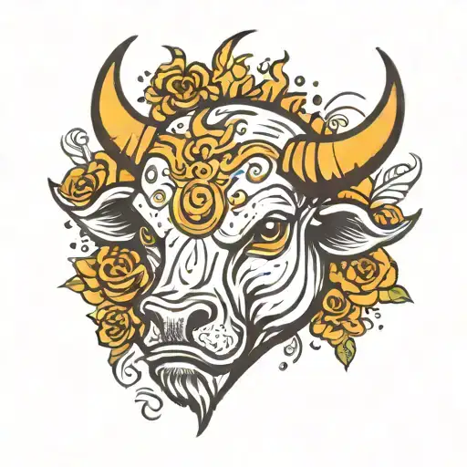 bull head music fireball sparkles   tattoo design idea