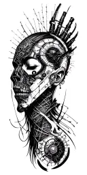 Cyberpunk with stitches tattoo design idea
