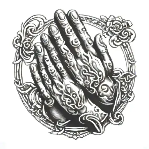 prayer hands tattoo design idea