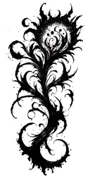 High contrast brush-like strokes dark aesthetic surrealist gothic blackwork otherworldly ornamental abstract sigilism tattoo design idea