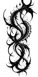High contrast brush-like strokes dark aesthetic surrealist gothic blackwork otherworldly ornamental abstract sigilism tattoo design idea