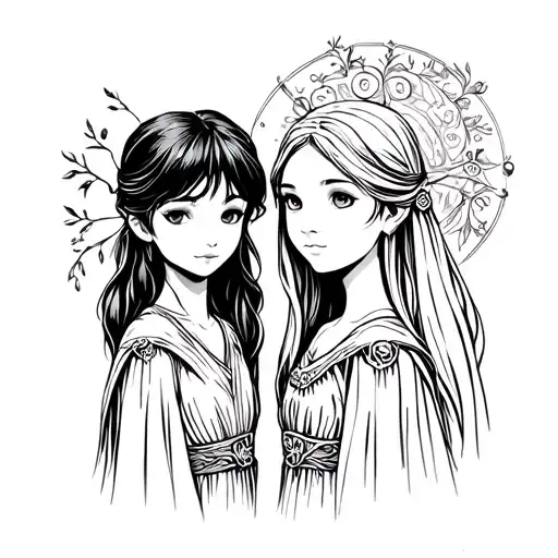 chihiro (Ghibli) and Galadriel (Tolkien) tattoo design idea