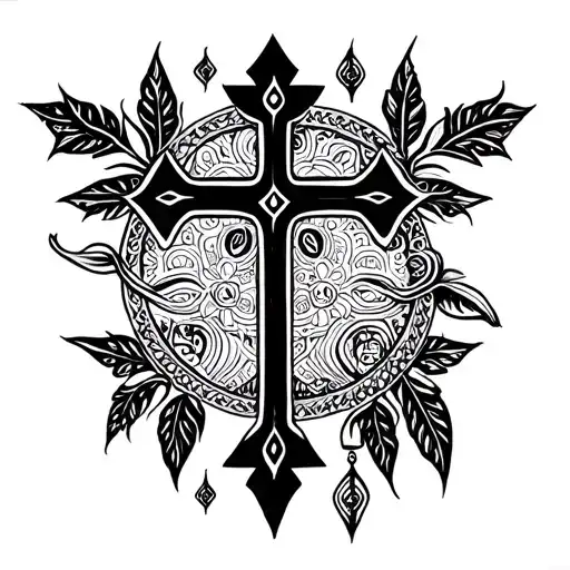 Ethiopian orthodox cross super detailed  tattoo design idea