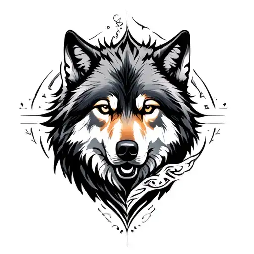 wolf and loyalty intertwined tattoo design idea