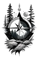 geometric compass outdoorsy nature tattoo design idea