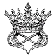 king crown infinit line tattoo design idea