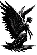 icarus falling angel with feathers tattoo design idea