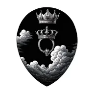 crown surrounded by cloud background tattoo design idea