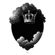 crown surrounded by cloud background tattoo design idea