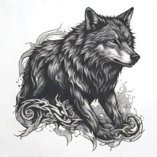 intense wolf tattoo for neck tattoo, less black tattoo design idea