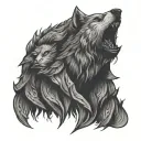 intense wolf tattoo for neck tattoo, less black tattoo design idea