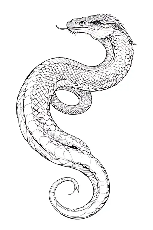Snake and details of Japanese or Chinese themes tattoo design idea