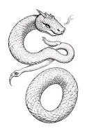 Snake and details of Japanese or Chinese themes tattoo design idea