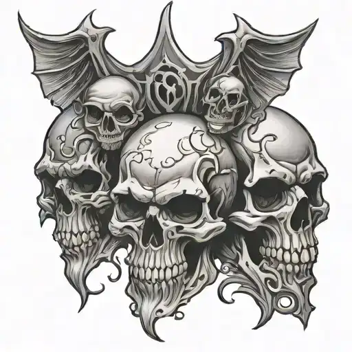 evil skulls tattoo design idea