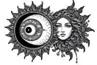 sun moon mandala virgo tattoo design idea