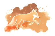 Constellation arctic Fox jumping in front of Milky Way galaxy. tattoo design idea