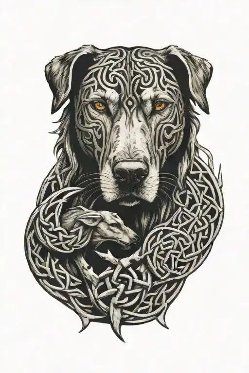 celtic hounds symbol intertwined tattoo design idea