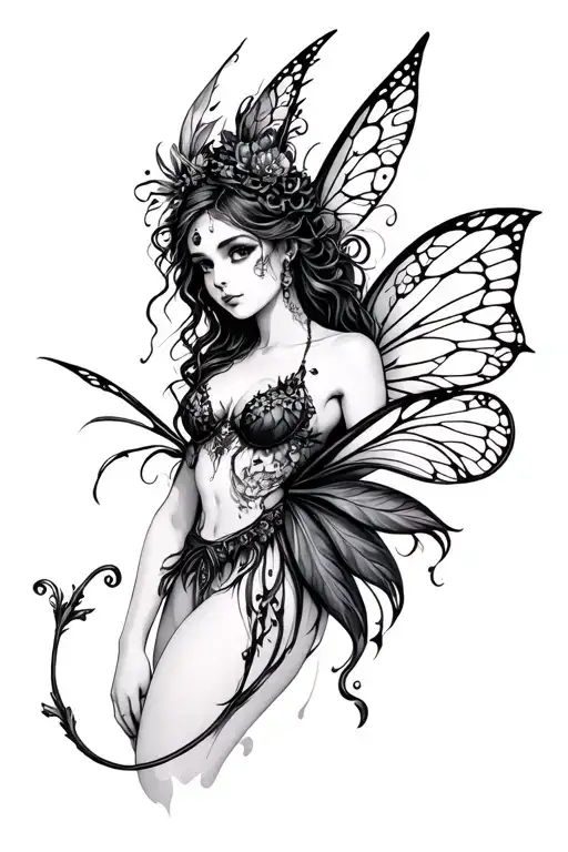 dark fairie carnival tattoo design idea