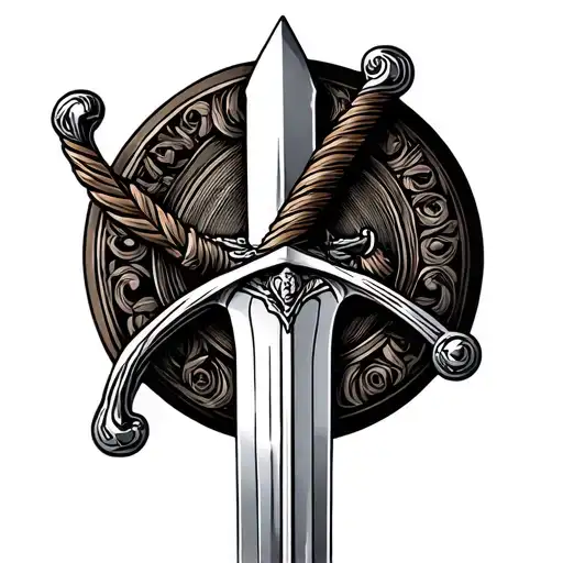 Motif: A traditional German executioner's swordStyle: Traditional, with clear lines and bold shadingColor: Everythin tattoo design idea