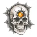 skull bullet hole tattoo design idea