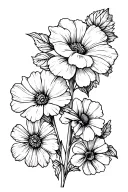 carnation, snowdrop, morning glory, aster flower tattoo tattoo design idea